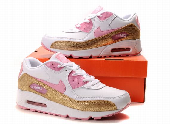 Nike Air Max Shoes Womens White/Golden/Pink Online